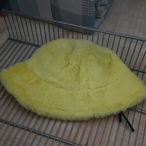 Yellow Faux Fur Bucket Hat